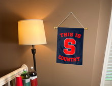 Load image into Gallery viewer, This is S Country Syracuse University garden flag hung indoors for man cave decor