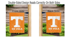 Load image into Gallery viewer, T Go Vols logo reading correctly on both sides of tennessee garden flag