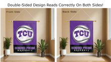 Load image into Gallery viewer, tcu horned frogs baseball logo reading correctly on both sides of house flag