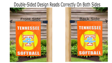 Load image into Gallery viewer, Tennessee Lady volunteers softball logo reading correctly on both sides of garden flag