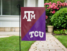 Load image into Gallery viewer, texas a&m TCU house divided garden flag outside for yard decor