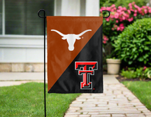 Load image into Gallery viewer, Texas Texas Tech rivalry house divided garden flag for yard decor
