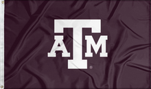 Load image into Gallery viewer, Maroon three by five foot wide Texas A&M University Applique Flag with two metal grommets