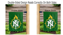 Load image into Gallery viewer, torch of knowledge logo reading correctly on both sides of garden flag