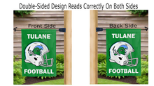 Load image into Gallery viewer, tulane football logo reading correctly on both sides of green garden flag