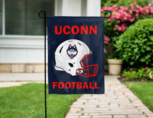 Load image into Gallery viewer, blue UCONN football double sided garden flag for yard decor