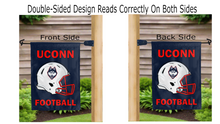 Load image into Gallery viewer, UCONN football logo reading correctly on both sides of garden flag