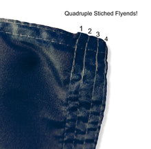Load image into Gallery viewer, Navy blue Quadruple stitched flyends of UCONN Basketball Flag with two metal grommets