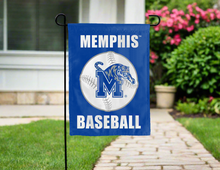 Load image into Gallery viewer, blue university of memphis baseball garden flag hung for yard decor