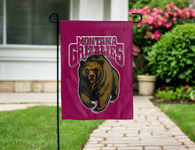 Load image into Gallery viewer, University of Montana Grizzlies Garden Flag hung outside in the yard