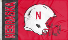 Load image into Gallery viewer, Red 3x5 University of Nebraska Football Flag with metal grommets