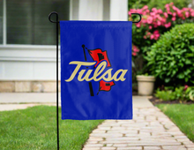Load image into Gallery viewer, university of tulsa garden flag hung outside the driveway for yard decor