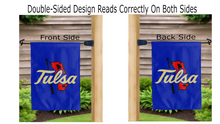 Load image into Gallery viewer, university of tulsa logo reading correct on both sides of garden flag