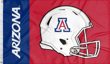 Load image into Gallery viewer, two panel blue and red University of Arizona football flag with two metal grommets