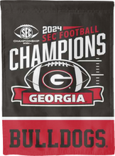 Load image into Gallery viewer, Black and Red 2 panel 30x40 inch long University of Georgia SEC Football Championship 2024 Champions House Flag