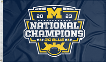 Load image into Gallery viewer, Blue University of Michigan 2023 College Football Playoffs National Champions 3x5 Flag with two metal grommets for indoor home decor