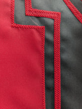 Load image into Gallery viewer, Red N logo sewn onto black three by five foot University of Nebraska Applique flag with two metal grommets