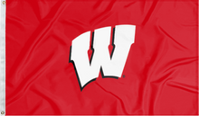 Load image into Gallery viewer, Red University of Wisconsin Applique Flag with two metal grommets