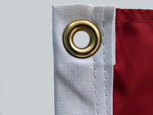 Load image into Gallery viewer, Metal grommet on white sleeve of University of Wisconsin Applique Flag with two metal grommets