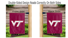 Load image into Gallery viewer, virginia tech vt logo reading correctly on both sides of garden flag