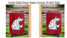 Load image into Gallery viewer, washington state university logo reading correctly on both sides of garden flag