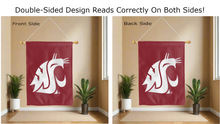 Load image into Gallery viewer, washington state university logo reading correctly on both sides of red house flag