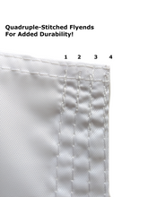 Load image into Gallery viewer, quadruple stitched flyends of white University of texas applique flag