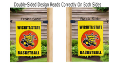 Load image into Gallery viewer, wichita state basketball logo reading correctly on both sides of garden flag