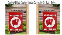 Load image into Gallery viewer, wisconsin volleyball reading correctly on both sides of double sided garden flag