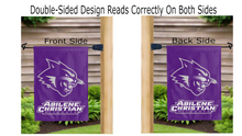 Load image into Gallery viewer, abilene christian wildcats logo reading correctly on both sides of double sided garden flag