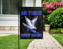 Load image into Gallery viewer, black air force fightin falcons double sided garden flag for yard decor