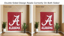 Load image into Gallery viewer, alabama a logo reading correctly on both sides of red double sided house flag