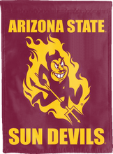 Load image into Gallery viewer, maroon arizona state sun devils double sided house flag for college dorm decor