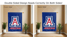 Load image into Gallery viewer, arizona wildcats logo reading correctly on both sides of blue double sided house flag