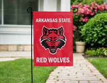 Load image into Gallery viewer, red arkansas state red wolves double sided garden flag for yard decor