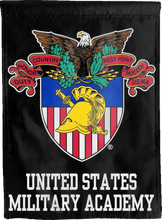 Load image into Gallery viewer, black army west point academy seal double sided house flag for college dorm decor
