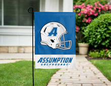 Load image into Gallery viewer, blue and white assumption college football garden flag for yard decor