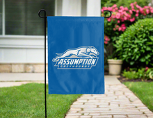 Load image into Gallery viewer, blue assumption greyhounds double sided garden flag for yard decor