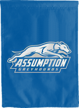 Load image into Gallery viewer, blue assumption greyhounds double sided house flag for game day decor