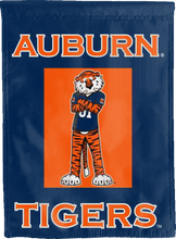 Load image into Gallery viewer, auburn tigers double sided house flag with aubie the tiger logo for college dorm decor