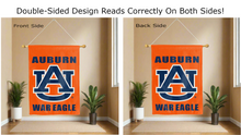Load image into Gallery viewer, auburn war eagle logo reading correctly on both sides of orange double sided house flag