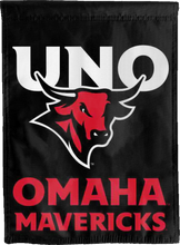 Load image into Gallery viewer, back part of black uno double sided house flag for college dorm decor