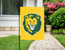 Load image into Gallery viewer, back side of green and gold southeastern louisiana university double sided garden flag for yard decor