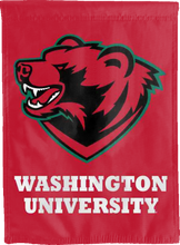 Load image into Gallery viewer, back side of green and red washington university in st louis double sided house flag for man cave decor
