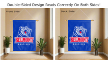 Load image into Gallery viewer, belmont bruins logo reading correctly on both sides of double sided house flag