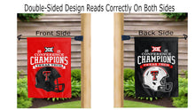 Load image into Gallery viewer, big 12 conference champions 2025 logo reading correctly on both sides of texas tech football garden flag