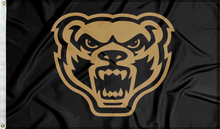 Load image into Gallery viewer, black oakland university grizzlies flag for college dorm decor