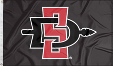 Load image into Gallery viewer, black san diego state university aztecs flag for college dorm decor