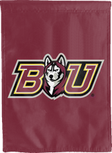 Load image into Gallery viewer, bloomsburg university double sided house flag with bu logo for college dorm decor