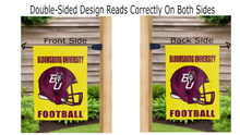 Load image into Gallery viewer, bloomsburg university football logo reading correctly on both sides of garden flag